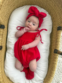 MUSLIN SUMMER ROMPER | RED: 12 - 18M