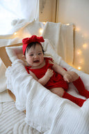 MUSLIN SUMMER ROMPER | RED: 3-6M