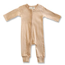 Organic Unbleached Baby Zip Romper - Brown