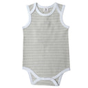 Organic Cotton Sleeveless Stripe Bodysuit - Sage & Natural Stripe