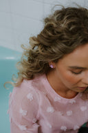 Flower Studs-Emeldo-neon red- Tiny Trader - Gold Coast Baby Shop