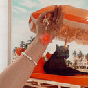 Flower key ring-Emeldo-Pink with red- Tiny Trader - Gold Coast Baby Shop