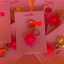 Flower key ring-Emeldo-Pink with red- Tiny Trader - Gold Coast Baby Shop