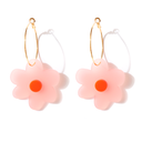 Flower power earrings-Emeldo-frosted pink with neon red- Tiny Trader - Gold Coast Baby Shop