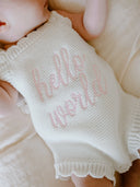 Hello World Scalloped Romper