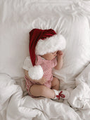 Candy Stripe Cross Back Romper - Red