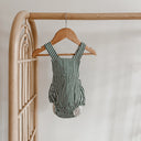 Candy Stripe Cross Back Romper - Green