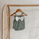 Candy Stripe Bow Romper - Green