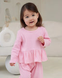 Candy Waffle Long Sleeve Peplum