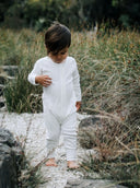 Organic Unbleached Baby Zip Romper - Natural White