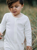 Organic Unbleached Baby Zip Romper - Natural White