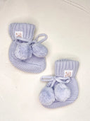 Cotton Baby Booties - Baby Blue