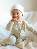 Organic Unbleached Baby Zip Romper - Sage