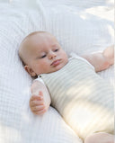 Organic Cotton Sleeveless Stripe Bodysuit - Sage & Natural Stripe