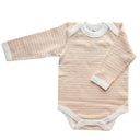 Organic Double Stripe Long Sleeve Bodysuit - Brown