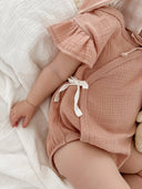 Organic Cotton Fleur Romper |  Dusty Pink