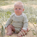 Organic Double Stripe Long Sleeve Bodysuit - Sage