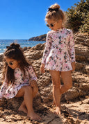 Girls long Sleeve Snap Change Swim Dress - ROSIE